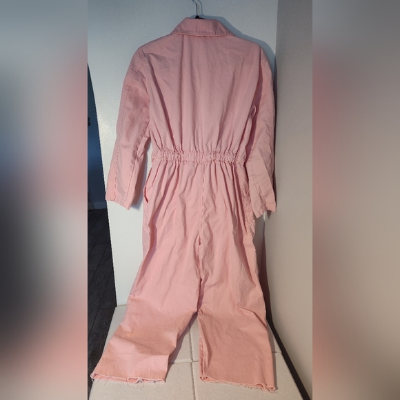 Pink Jumpsuit with Frayed Hem Size Lg - Picture 2 of 2